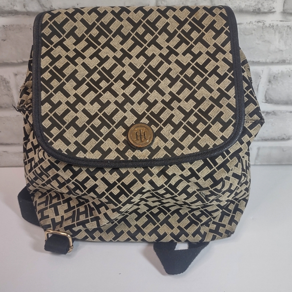 Tommy Hilfiger Patterned Backpack with Gold Accent